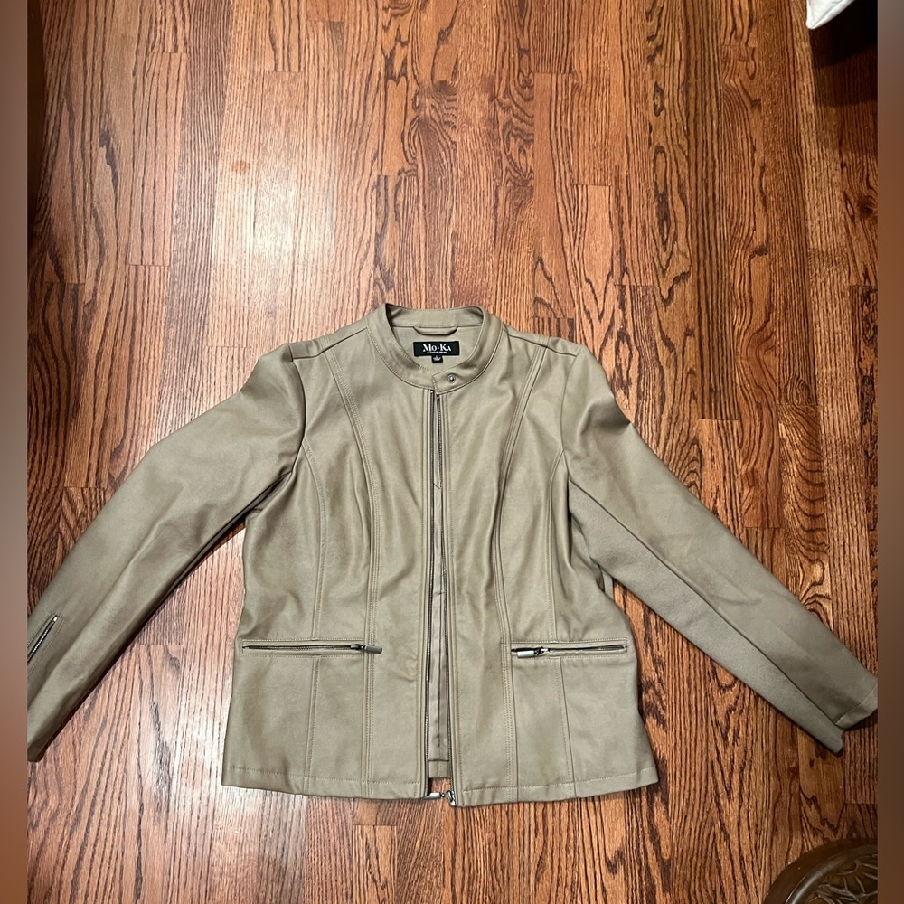 Mo ka Tan Leather Moto Jacket